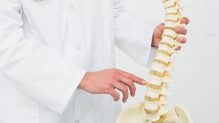 Médico demuestra el proceso de desarrollo de la osteocondrosis